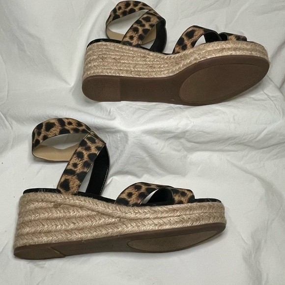 Sole Society Carmelina Leopard Print Espadrille Boho Wedge Sandals Size 6M - Picture 4 of 7